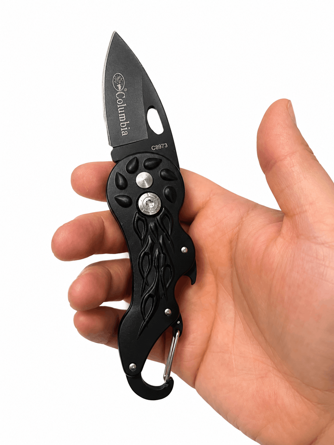 Black Airsoft Columbia Mini összecsukható kés - Karabiner