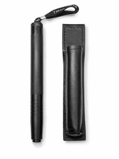 Телескопична стоманена палка Black Airsoft DEFENDER 50см с кожен калъф