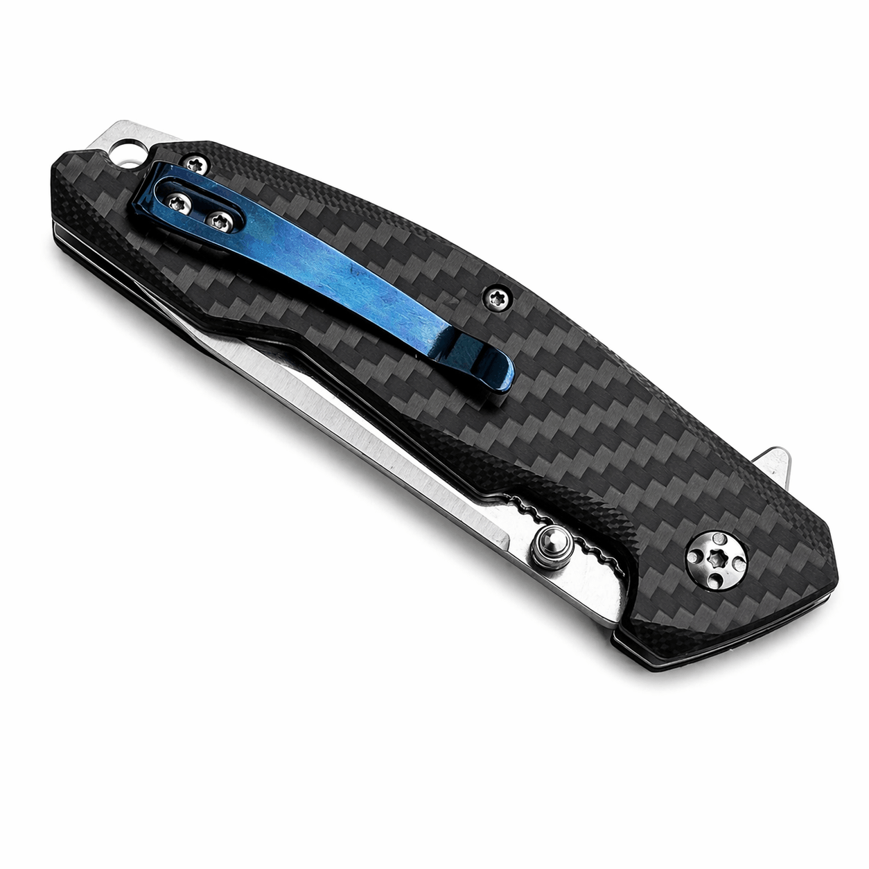 Cuțit pliabil Black Airsoft cu mâner din carbon