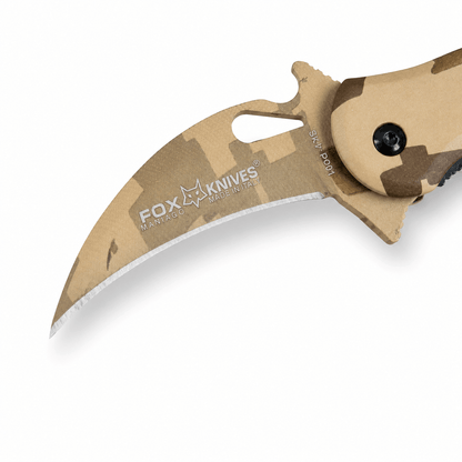 Πτυσσόμενο μαχαίρι καραμπίτ Fox Knives N690Co Desert Camo 19.5 εκ.