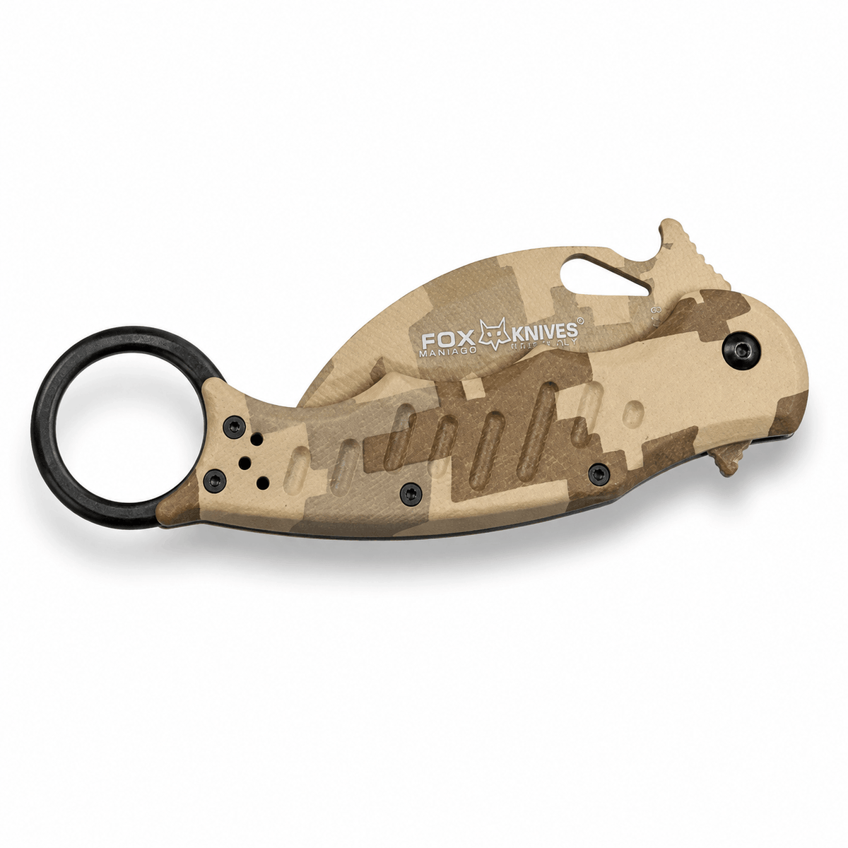 Πτυσσόμενο μαχαίρι καραμπίτ Fox Knives N690Co Desert Camo 19.5 εκ.