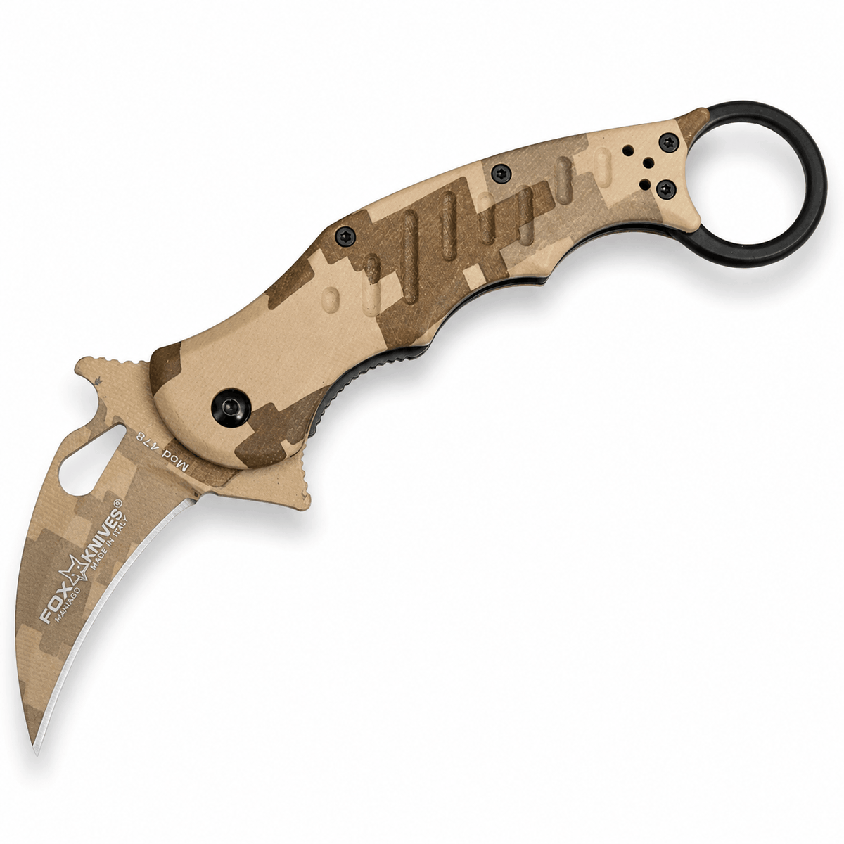 Πτυσσόμενο μαχαίρι καραμπίτ Fox Knives N690Co Desert Camo 19.5 εκ.