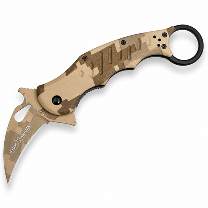 Πτυσσόμενο μαχαίρι καραμπίτ Fox Knives N690Co Desert Camo 19.5 εκ.