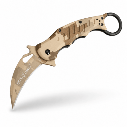 Πτυσσόμενο μαχαίρι καραμπίτ Fox Knives N690Co Desert Camo 19.5 εκ.