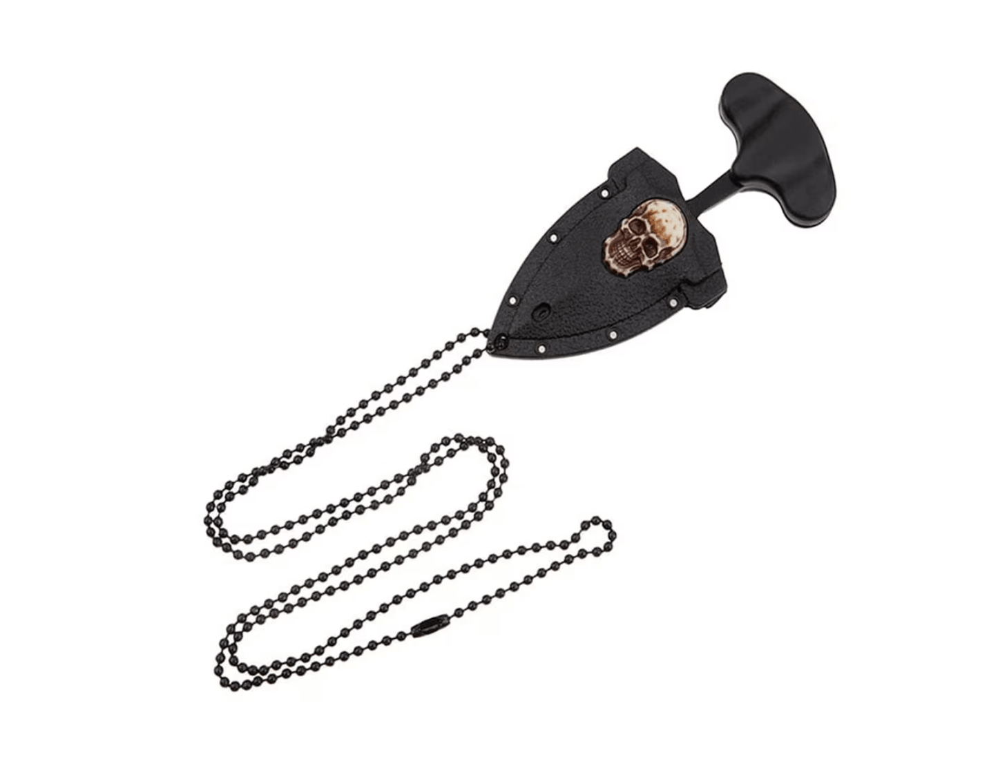 Halsmesser mit Scheide und Kette Schädel