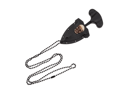 Halsmesser mit Scheide und Kette Schädel
